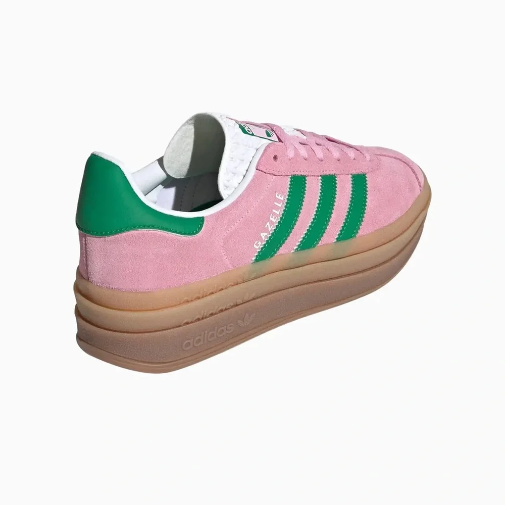 adidas Gazelle Bold Sneakers in Pink Suede with Green Stripes - Size 6 - Picture 11 of 15